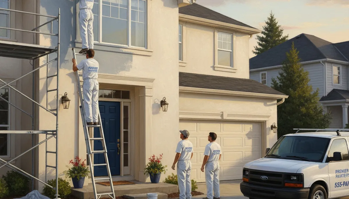 House painters in Kenosha, WI painting a home exterior for weather protection and curb appeal